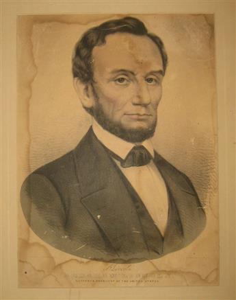 (LINCOLN, ABRAHAM--PRINTS.) Group of 9 Currier & Ives portraits of the president.